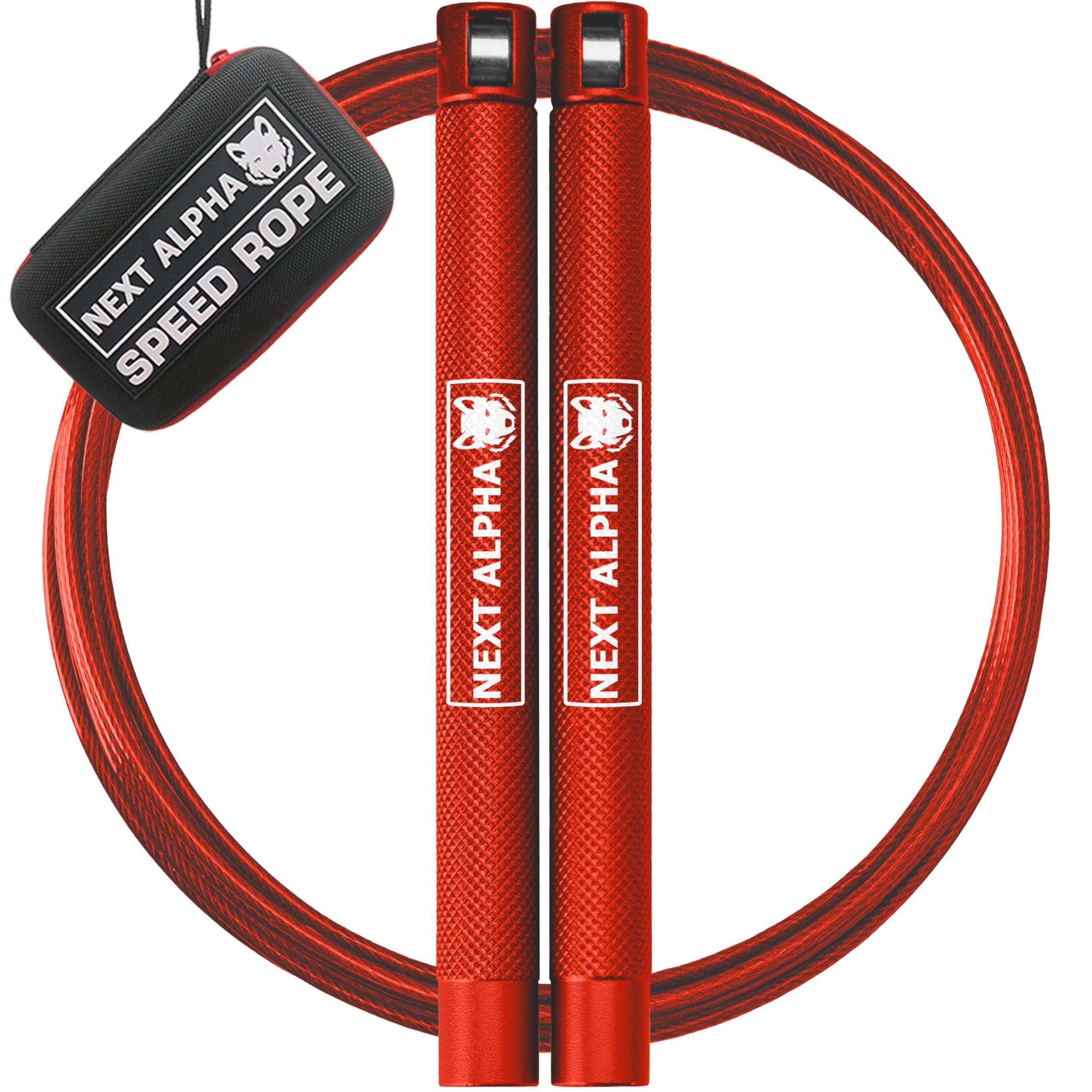 Next Alpha Speed Rope - Skipping Ropes for Adults - Crossfit & Boxing Equipment (Red)
