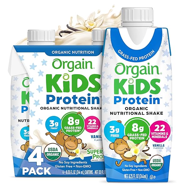 ORGAIN ORGANIC KIDS PROTEIN NUTRITIONAL SHAKE, VANILLA –...