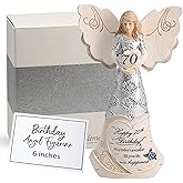 Pavilion 'Happy 70th Birthday' 82416 Elements Angels - Polyresin Birthday Angel Figurine - Silver Hand-Painted Remembrance and Keepsake Gift Angel for Grandmothers, Mothers, Aunts, Friends, Women