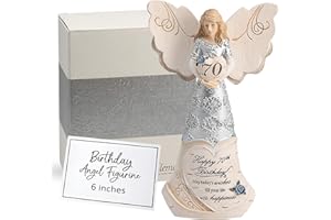 Elements Pavilion Gift Company 82416 - Happy 70th Birthday May Today's Wishes Fill Your Life with Happiness 6" Angel Figurine