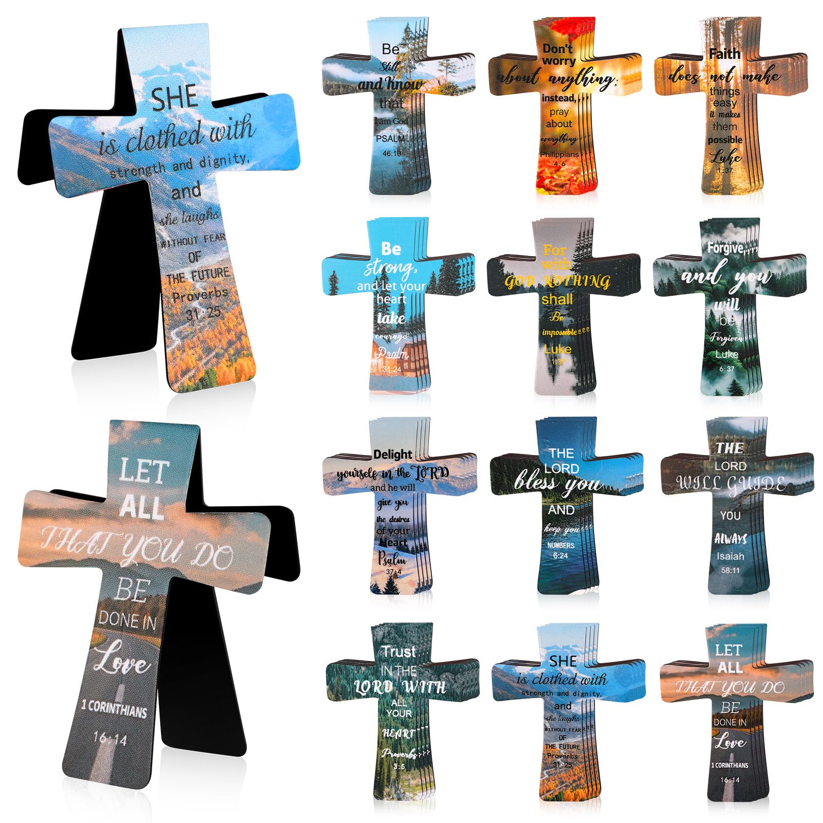 Photo 1 of 48 Pcs Magnetic Bookmarks Christian Bible Gift for Mother's Day Book Markers Religious Bible Verses Cross Magnetic Page Clips for Women Student School Church Reading Gifts (Landscape)