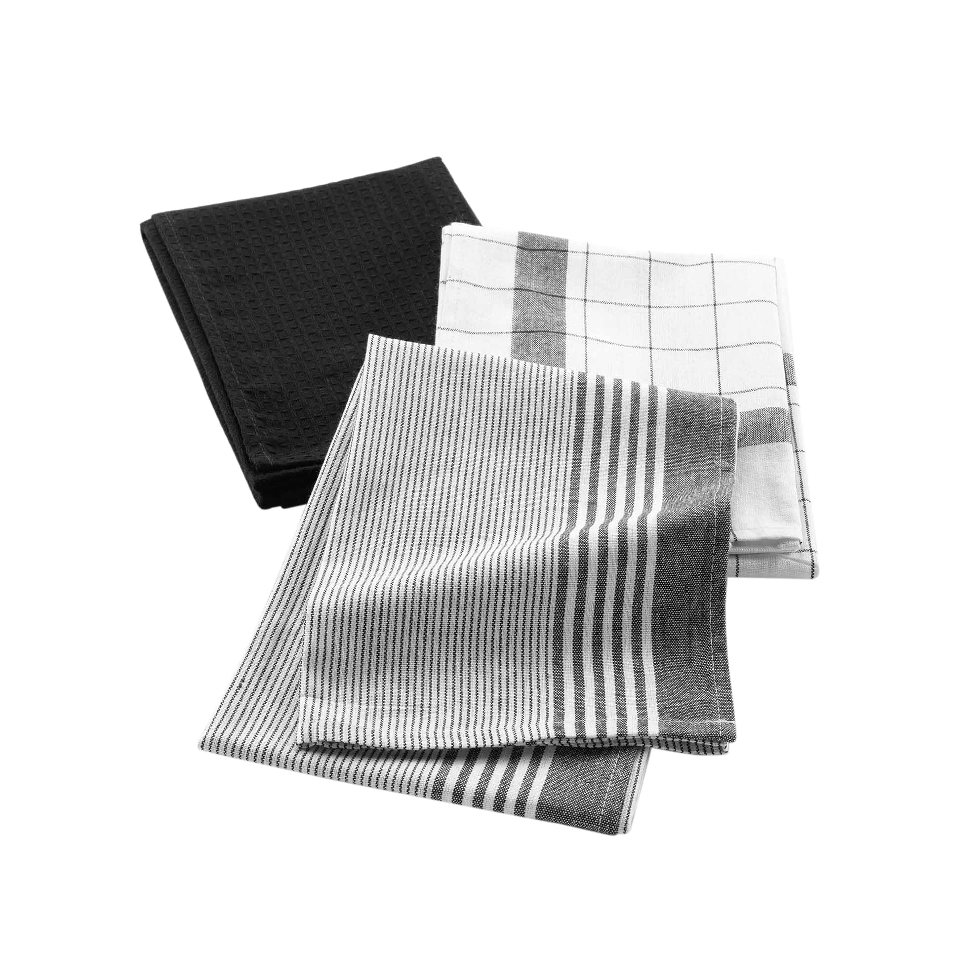 Douceur d'Intérieur, Vibrato Set of 3 Black Woven Tea Towels 50 x 70 cm — image 1