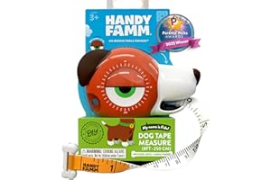 Handy Famm Fido The Dog 4-in-1 Kids Measuring Tape with Adjustable Level Eye, Angle Finder & Eraser Ears – Montessori STEM Educational Toy, Real Tape-Measure for Children Ages 3+