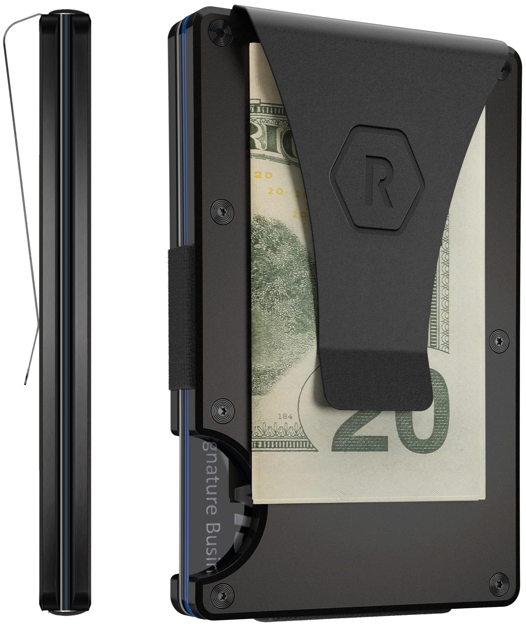 Ridge Wallet for Men - Slim Minimalist Compact Wallet and Card Holder, RFID Protected Front Pocket Wallets for Men with Integrated Money Clip (Royal Black)