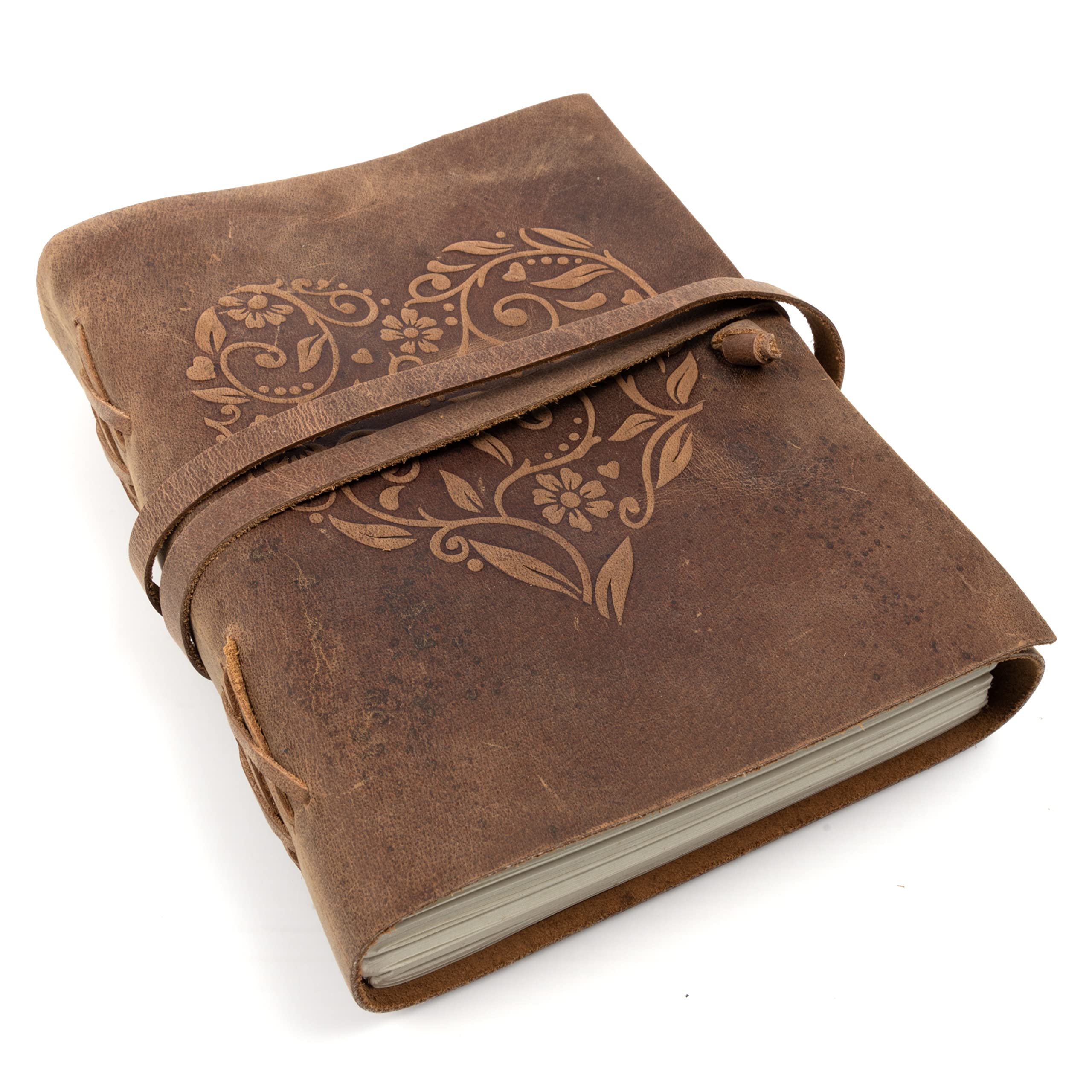 Photo 1 of moonster Leather Journal for Women - Non Refillable Handmade Vintage Journal Leather Sketchbook for Daily Drawing & Writing - Travel Journal for Women - Heart Leather Notebook Unlined