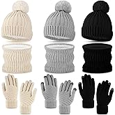 HooLing 9 Pcs Hat Scarf Gloves Set Gifts Winter Beanie Hat Scarf and Touch Screen Gloves Sets for Women Man Cold Weather