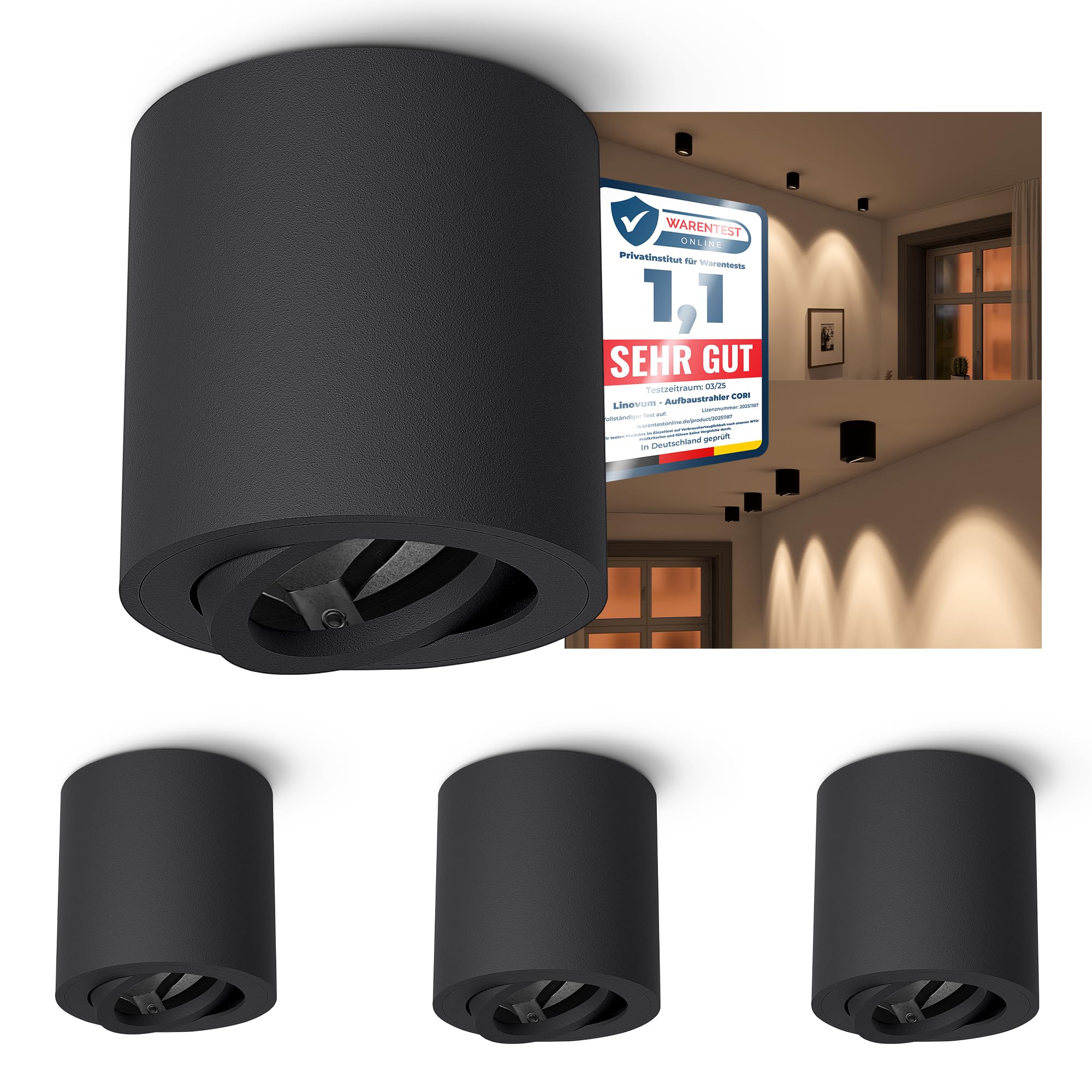 linovum Cori Recessed Spotlight Without Bulb - White/Black/White/Silver/Brushed Black Modern Matt Black