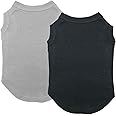 Chol&Vivi Plain Dog T-Shirt, 2pcs Blank Cotton Shirts Fit for Extra Small to Extra Large Size Dogs, Sleeveless Apparel Soft and Lightweight, Tank Top for All Breeds, Black and Grey, Large