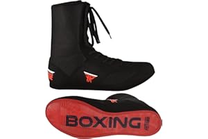 FISTRAGE FR FISTRAGE Leather Kick Boxing Shoes Fighting Sports Master Training Mesh Unisex Pro Men's and Youth Genuine Boot Light Weight | Black Color Boxing Shoes for Adults