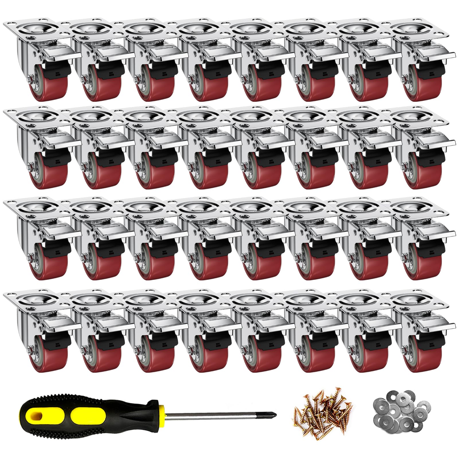 2 Inch Caster Wheels, Casters Set of 32, ASHGOOB