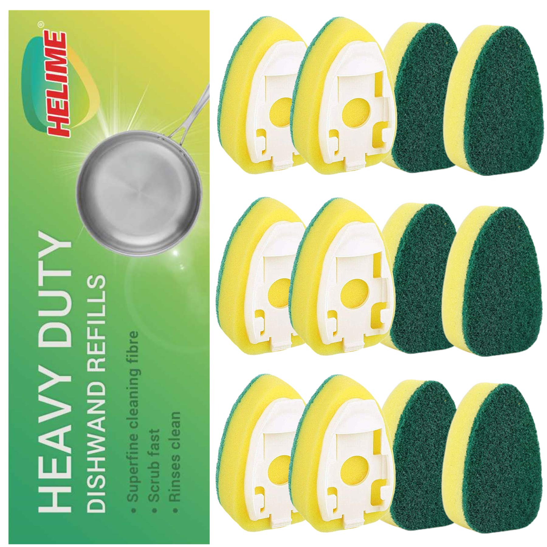 Dishwand Refills Sponges Heads - Non Scratch Dish Wand Refill Replacement, Heavy Duty Scrub Dots Brushes, Soap Dispensing Scrubber, Dishwashing Cleaning Supplies Kitchen Sink Dishwasher Tools