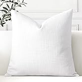 OTOSTAR Linen Throw Pillow Cover Set of 1 Decorative Square Pillowcases Cushion Covers 24x24 Inch for Home Decor Sofa Bedroom Car 60 x 60CM Pure White