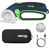 ZEITE 4V Cordless Electric Scissors, Cardboard Cutter,Blue | 2 Blades, Storage Case, USB Charging Cable, Max Cutting 1/4", Ideal for Cardboard Box, Thin Carpet &amp; Plastic