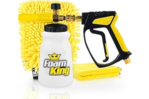 CLEAN CAR USA Foam King Foam Cannon w/Snubster, Wash Mitt & Detailing Microfiber Towel - Pressure Washer Foam Sprayer and Trigger Attachment w/Swivel - for Car, Truck, Bike, Home, RV, Boat - Ultimate Power Wash