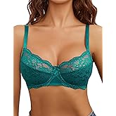 Avidlove Women's Sexy Lace Bra Mesh Balconette Underwire Unlined Everyday Bra Lingerie