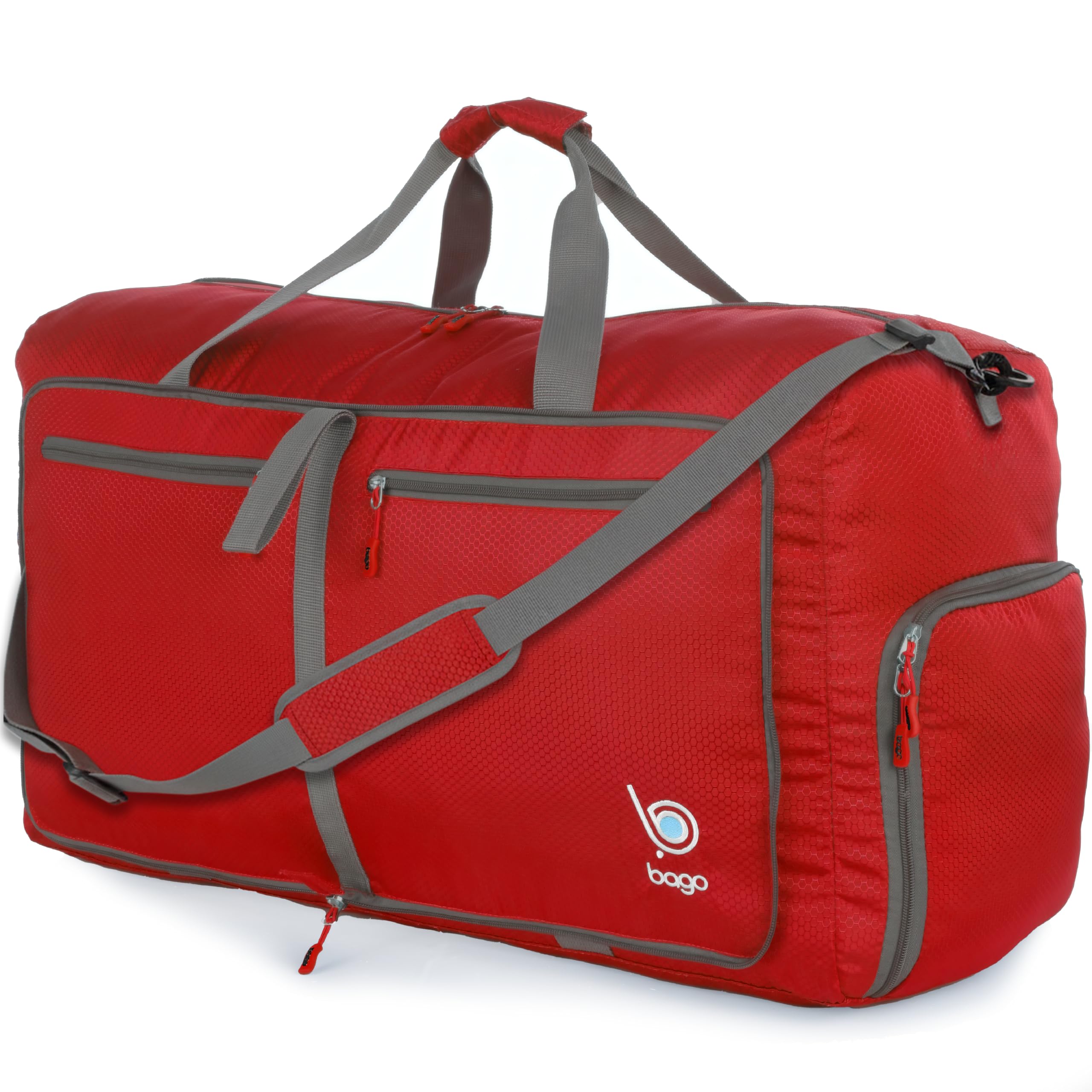 bago Holdall Bags for Men & Women - 80L Spacious Holdall Bag with Shoe Compartment - Save Time & Travel The World in Style & Convenience - Durable, Lightweight & Foldable Duffle Bag (Red)