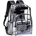 Vorspack Clear Backpack Heavy Duty PVC Transparent Backpack with Reinforced Strap for College Workplace - Black