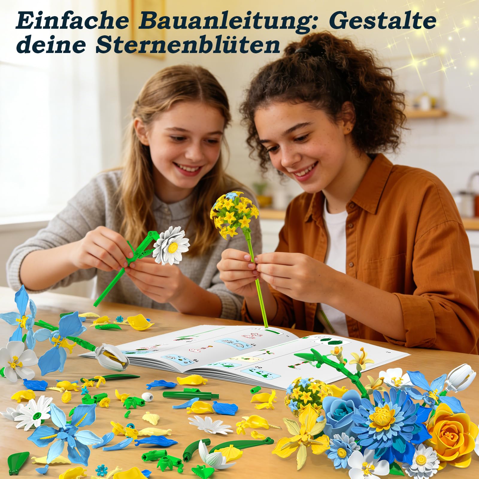 Flowers Building Blumenstrauß-Bauset Sternenblüten, Kompatibel mit LEGO Blumen – Geburtstag & Geschenk für Frauen Männer Kinder Jungen Mädchen Blumenliebhaberinnen 7