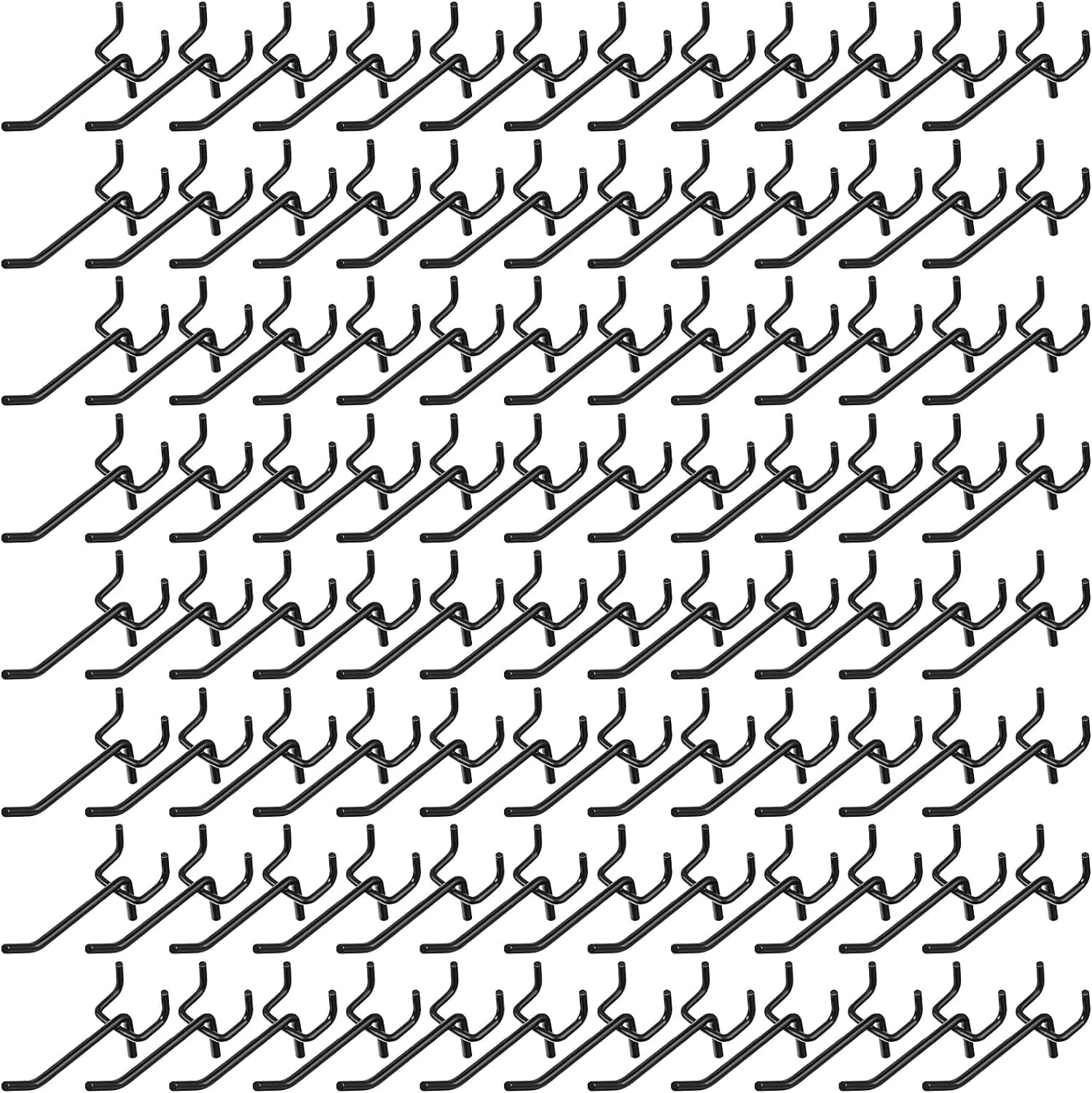 TESIN 100 Pack Peg Board Shelving Hooks, Stainless Steel Pegboard Hooks, Metal Display Hook, Hanging Peg Board Holders Wall Hook for 1/8 and 1/4 Pegboard for Garage Storage Organizer (2 Inch)