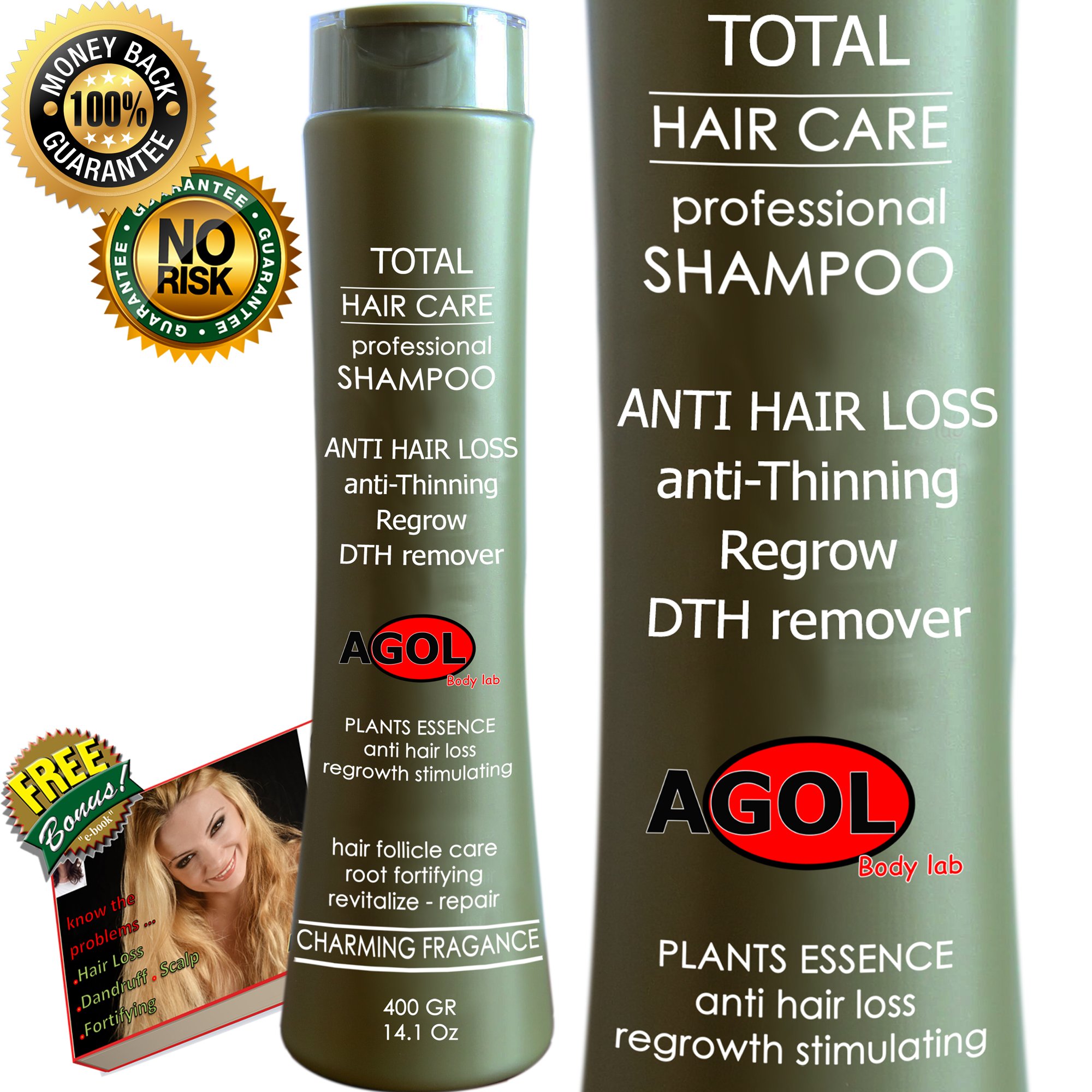 NEW Anti Hair Loss Organic Professional Shampoo Growth Stimulating from Natural Plant Extracts Hair Root Purification Balanced pH Decrease of Dandruff & Scalp Problems Fortifying woman & men 14.1 Oz