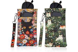 FlyingMage Double Eyeglass Case Soft Dual Glasses Case for Women Men Travel Squeeze Top Sunglasses Cases Eyeglasses Pouch