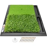 JAYA Golf Hitting Mat with Heavy Rubber Base, Foldable Golf Practice Mat for Indoor &amp; Outdoor Training, Dual Turf Fairway &amp; Rough Grass Mat for Swing, Chipping and Driving Practice