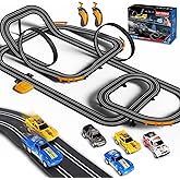 Slot Car Race Track with 4 High-Speed Racing Cars Battery or Electric Race Car Toy for Kids Boys, Dual Racing Game 2 Hand Controllers Toys for Girls Children Age 6,7,8-12 Years Old