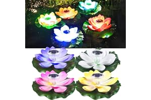 Jindaaudio Solar Pool Lights - 4 Pc Colorful Floating Lotus Flower Lights, Outdoor Waterproof Solar Powered Pool Light for Pond Decor