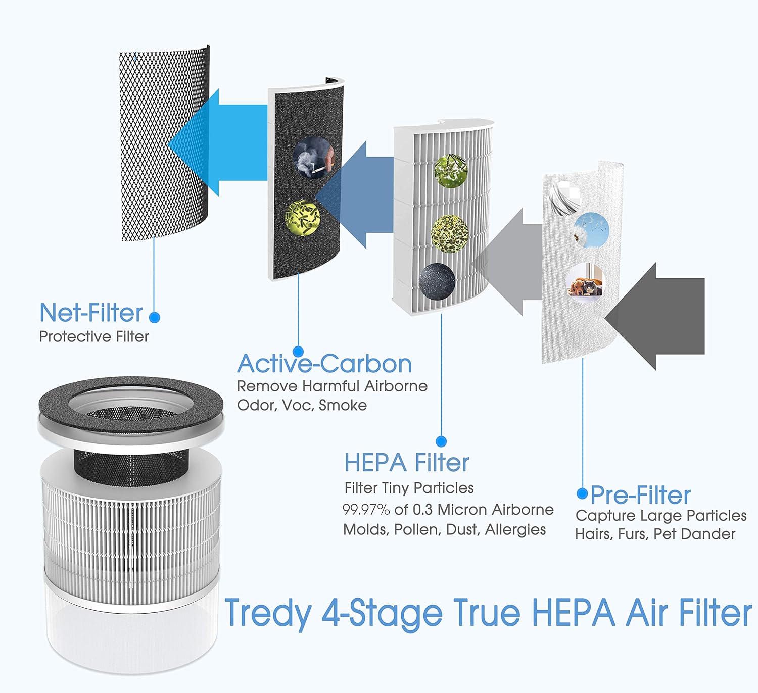 with Air Quality Sensor Smoke Dust Odor Eliminator Bedroom Large Room