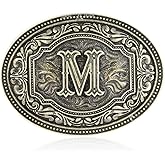 Btilasif Western Belt Buckle Initial Letters ABCDEFG to Z Cowboy Rodeo Belt Buckle for Men Women Cowboy Cowgirl