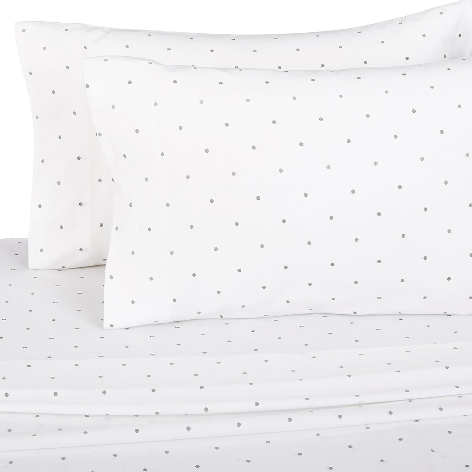 Pinzon 170 Gram Flannel Cotton Bed Sheet Set, Queen, Grey Dot: Home & Kitchen