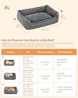 Feandrea XL Linen-Look Dog Bed with Raised Edges Non-Slip Bottom 110x75x27 cm view 7