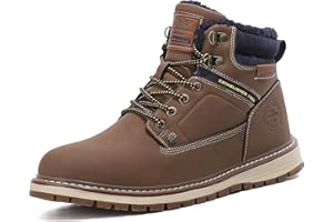 ARRIGO BELLO Mens Winter Boots Snow Casual Booties Warm Fur Mesh Lined Ankle Outdoor Lightweight Non-Slip Trekking Walking Leather Shoes