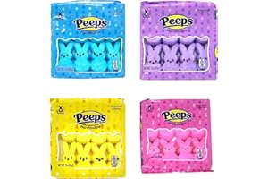 NEEDZO Easter Peeps Candy Marshmallow Bunnies Bulk Assorted Colors, Basket Stuffers, Pack of 4