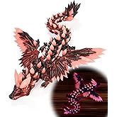 3D Printed Dragon with Wings Glow in The Dark, 11" 3D Dragon Toys, Articulated 3D Printed Animals, Realistic Movable Joints Desk Decor, Office Stress Relief Fidget (Glow Red (Glow in the Dark))