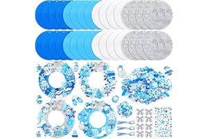 Moucuny 620/600 Pcs Winter Wreath Craft Kits DIY Snowman Christmas Wreath Crafts Kits Xmas Winter Home Decorations for Party Favors(Let It Snow,Dark Blue, Light Blue, White, Gray)