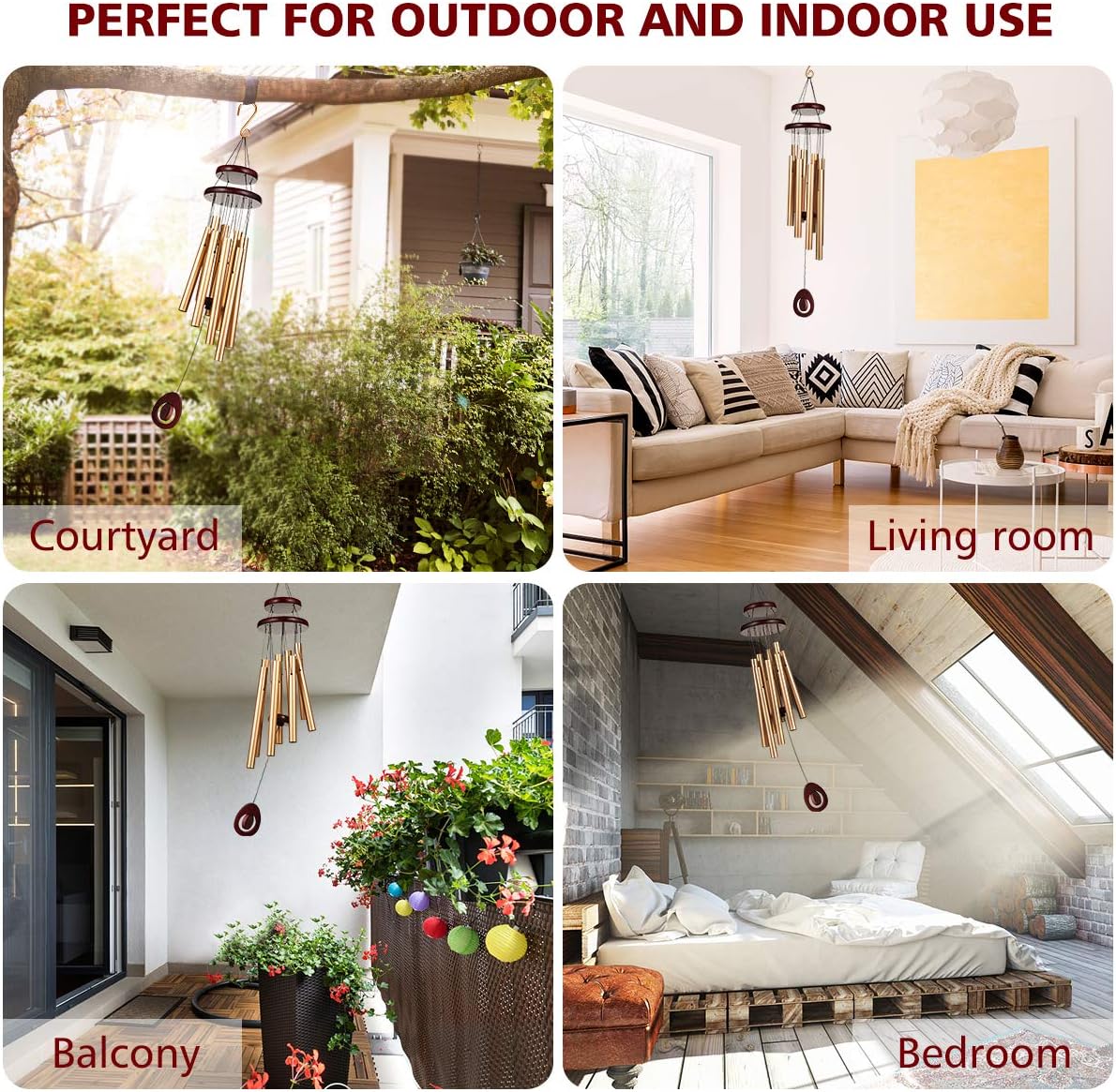 Homemaxs Wind Chimes for Outside Large Deep Tone, 38 Inch Large Memorial Wind Chimes with 8 Tubes & Rotatable DIY Pendants, Best Gift Wind Chimes for Outside Garden Patio Decor : Garden & Outdoor