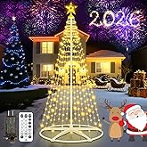 Christmas Cone Tree Light, 7.5ft 310 LED Artificial Tree 12 Lighting Modes with Star Topper, DIY LED Lights with Remote Control for Party Indoor Outdoor Decorations， Warmwhite