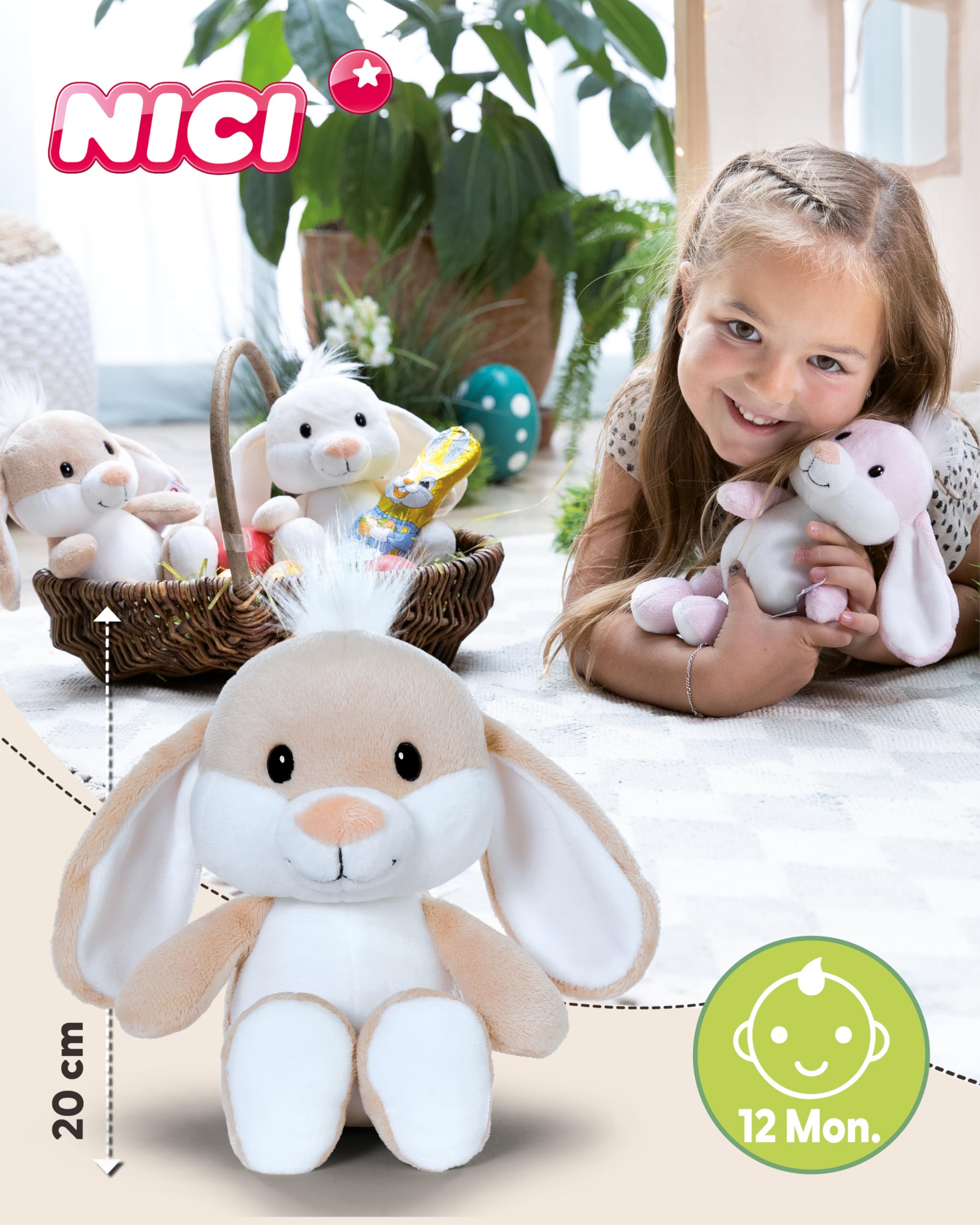 NICI Kuscheltier Hase 20cm - braun - Stofftier aus weichem Plüsch, niedliches Plüschtier zum Kuscheln und Spielen, für Kinder & Erwachsene, tolle Geschenkidee - 62676 3