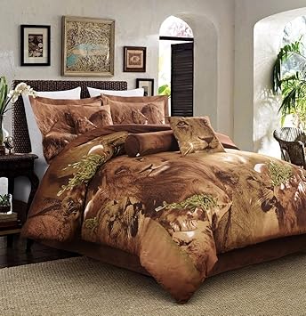 Amazon Com 5 Piece Soft Microfiber Printed Safari African Lion