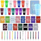 AmazingSpark 45 Pcs Employee Appreciation Gift Bulk 16 oz Plastic Tumbler Cups with Lid Notebooks Pens Bulk Thank You Gifts for Housekeeping Week Christmas Teacher Coworker Team(Multicolor,Difference)