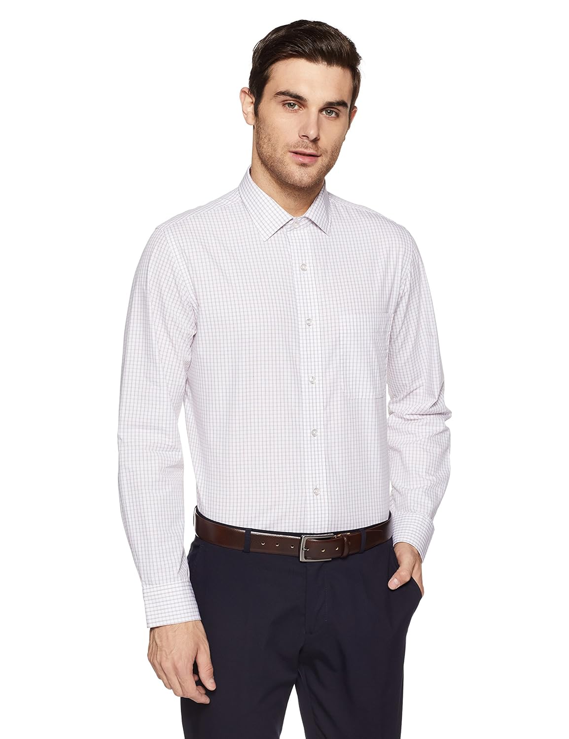 arrow men's checkered regular fit formal shirt