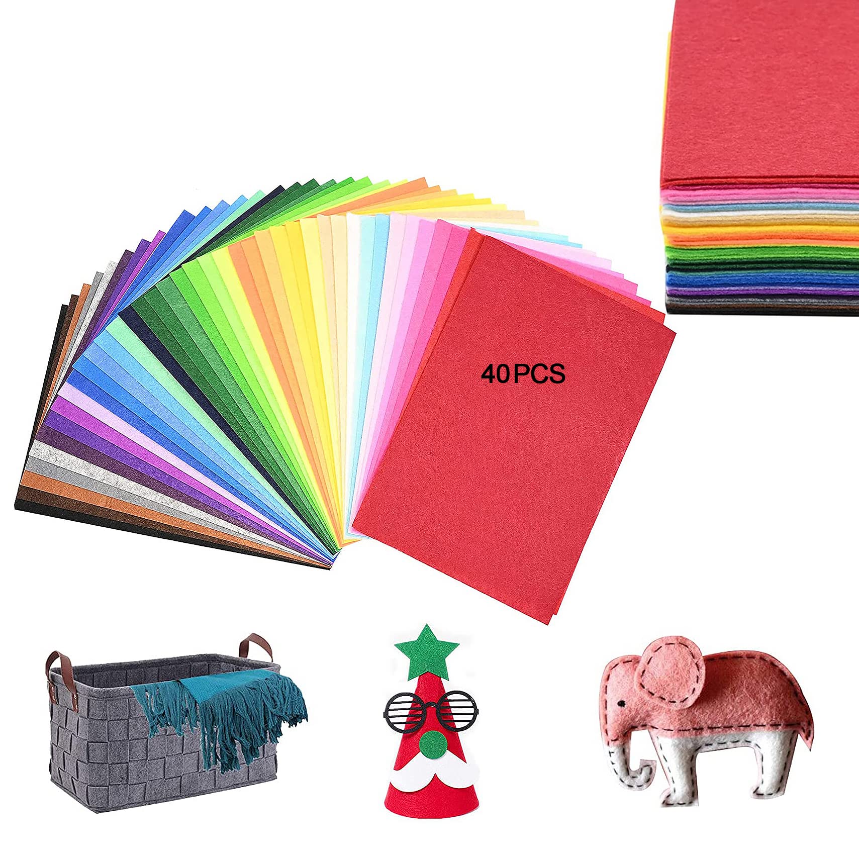 Yibang 80Pcs A4 Felt Pack, Nonwoven Felt Fabric Sheets for DIY Craft, Assorted Color Felt Pack, Children Felt Sheet for Art/Crafts/Toys/Decorations/Scrapbooking(1mm Thick)