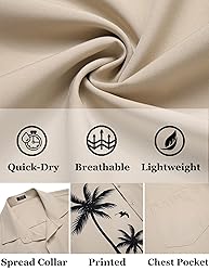 COOFANDY Men Button Down Short Sleeve Shirt Regualr