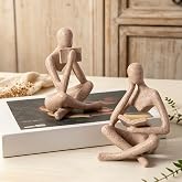 Abstract Reading Thinker Statue for Book Shelf Office, Sandstone,set of 2 | Sculpture Ornament for Living Room Floating Shelf Office Desk Decoration,Modern Decor Gift for reading Lover parents Friend