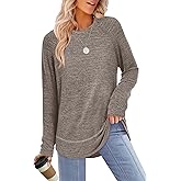Sampeel Long Sleeve Shirts for Women Tunic Tops Loose Fit Dressy Crew Neck Pullover Basic Sweaters for Women 2025