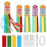 24 Sets Day of The Dead Crafts Kit, Dia De Los Muertos Sugar Skull Decor | Coloring Windsock, Dia De Los Muertos Craft, Sugar Skull Decoration, Ofrenda Altar Hanging Ornament Decor, Mexican Home Decor