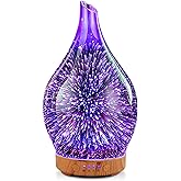 Porseme Essential Oil Diffuser 3D Glass Aromatherapy Ultrasonic Humidifier, Air Refresh Auto Shut-Off, Timer Setting, BPA Free for Home Hotel Yoga Leisure SPA Gift 100ml Last 4h