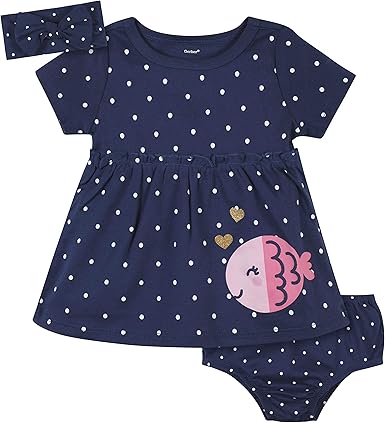 Amazon Com Gerber Baby Girls 3 Piece Dress Diaper Cover And Headband Set Clothing
