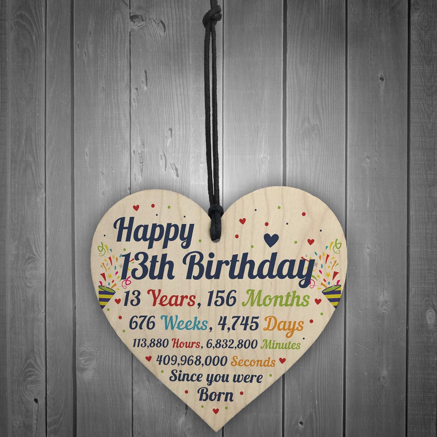 Red Ocean 13th Birthday Gift For Boys Wooden Heart 13th Birthday Gift For Girls 13th Birthday Decorations - Image 3